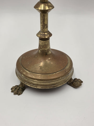 Pair Of Exquisite 19th C Gothic Revival Brass Candelabra W Three Candle Sockets