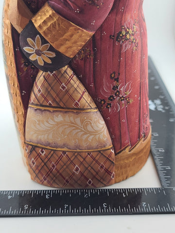 Ded Moroz Russian Hand Carved Wooden Santa Figurine Sergiyev Posad. Fluorescent.