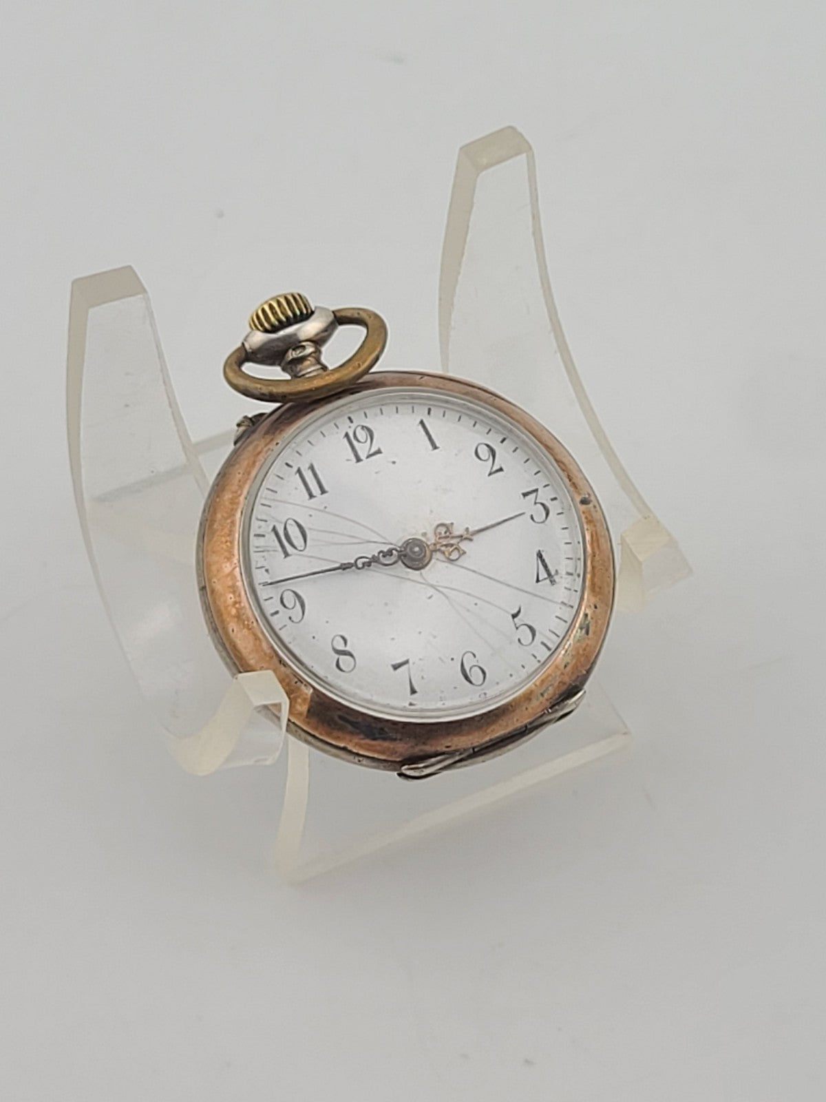 Rare Antique European 800 Silver Pocket Watch C1890 Enamel Dial 33mm. Working.