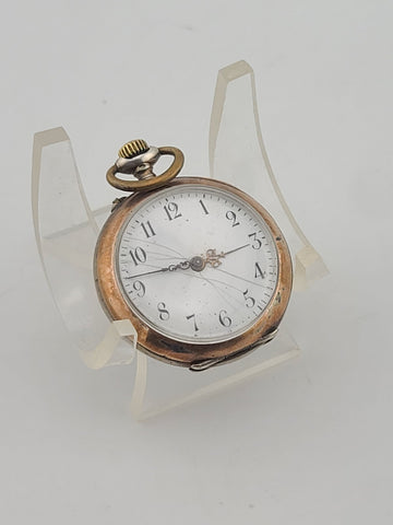 Rare Antique European 800 Silver Pocket Watch C1890 Enamel Dial 33mm. Working.