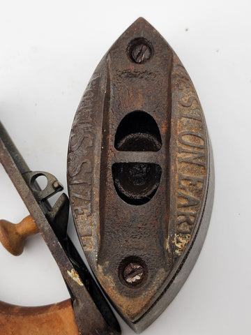 Rare Antique Mrs. Potts No. 1 Sad Iron with Removable Wood Handle. Complete.