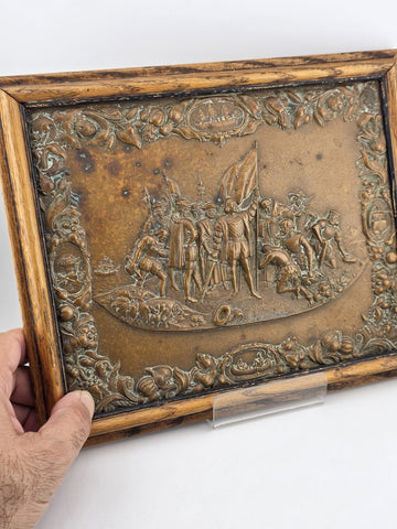 The Landing of Columbus Union Case-1856 Engraving cast as Bronze Plaque 1892-93