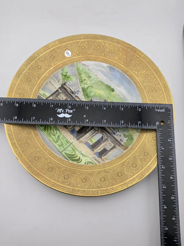 VINTAGE GERMAN LORENZ HUTSCHENREUTHER PORCELAIN 9.5" PLATES. 24k Gold Plated.