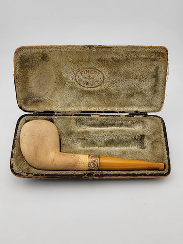 Rare Antique Collectible 19th Century Clay Pipe Circa 1890s W Original Case.