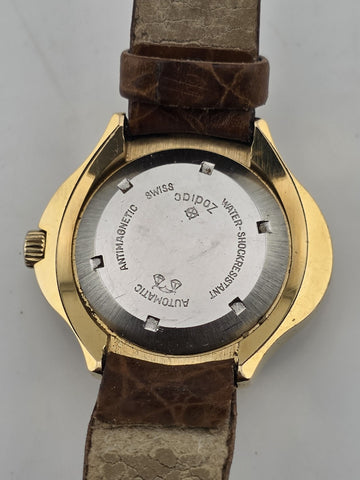 Vintage 1960's Ladies Date Oval Zodiac Automatic Watch. Gold Filled. Working