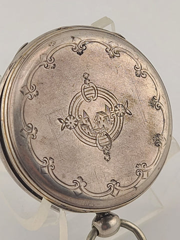 Antique C1890's Swiss Key Wind Pocket Watch Roman Dial Silver Case. Works. Read.