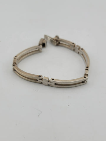Vintage Bar Link Unisex Bracelet Sterling Silver 925 Bar. 7.5 Inch. 25 Grams.