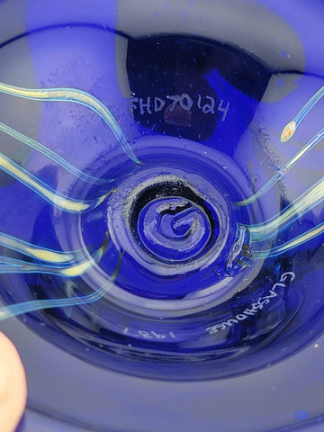 Vtg Eric Brakken Glasshouse Art Glass Oil Lamp 6" Abstrat Iridescent Signed 1987