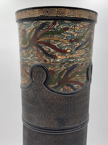 Antique Japan Meiji Era C 1880's Enameled Bronze /Cloisonné Umbrella/Stick Stand