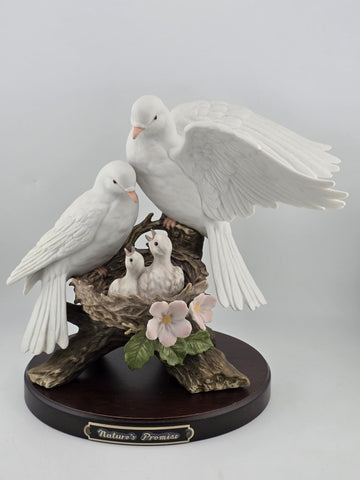 HOMCO HOME INTERIORS CLASSIC PORCELAIN "NATURE'S PROMISE" DOVES/FLOWERS/FAMILY