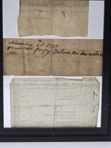 Rare Collection Early 1800s Tax Receipts 1814 1818 1840 Salisbury MA Framed Docs