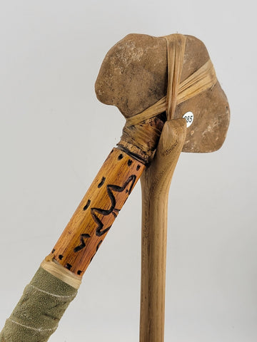 Vtg Custom Native Hand Made Stonehead Tomahawk Axe Hatchet Leather Wrap Fringes