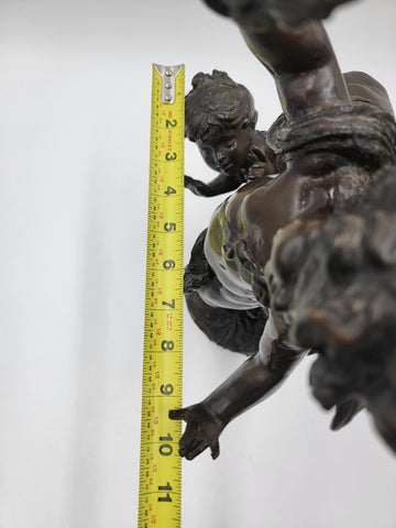 Rare Antique C 1910 Auguste Moreau "Torch Boy" Heavy Bronze Sculpture. 16 Inch