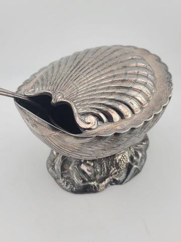 Ultra Rare Antique 19th C English Victorian Shell Shaped Silver Spoon Warmer.