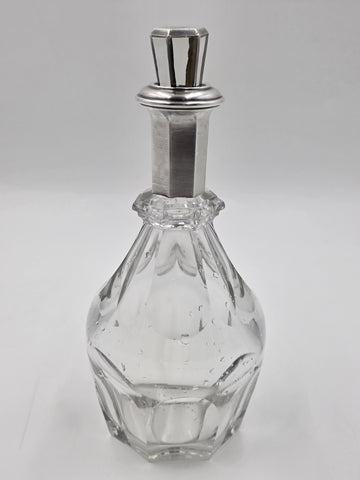 Rare Antique French Baccarat Crystal & Sterling Silver HARCOURT Whiskey Decanter