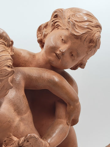 French Terracotta Group of Cherubs After Clodion Bacchanal (1738–1814). 19 Inch.