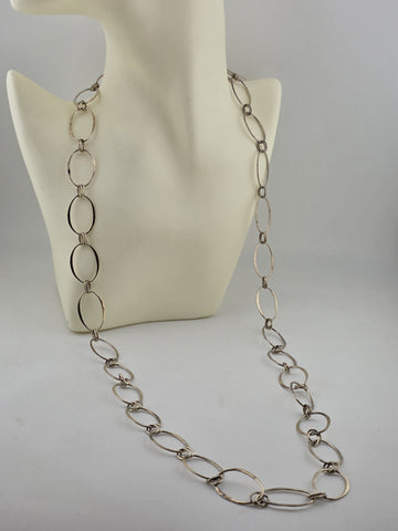Robert Lee Morris RLM Studio Sterling Silver Oval Chain Link Necklace 36" Long.