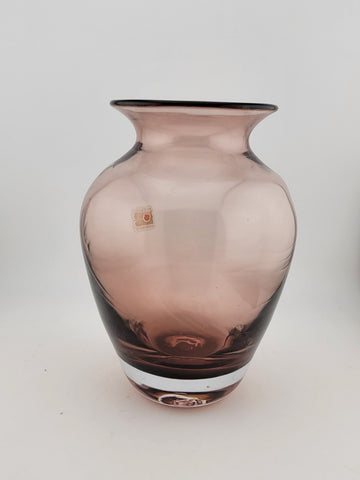 Vtg Blenko Glass Vase Purple Amethyst Hand Blown Glass Mid-Century Decor 7.5”