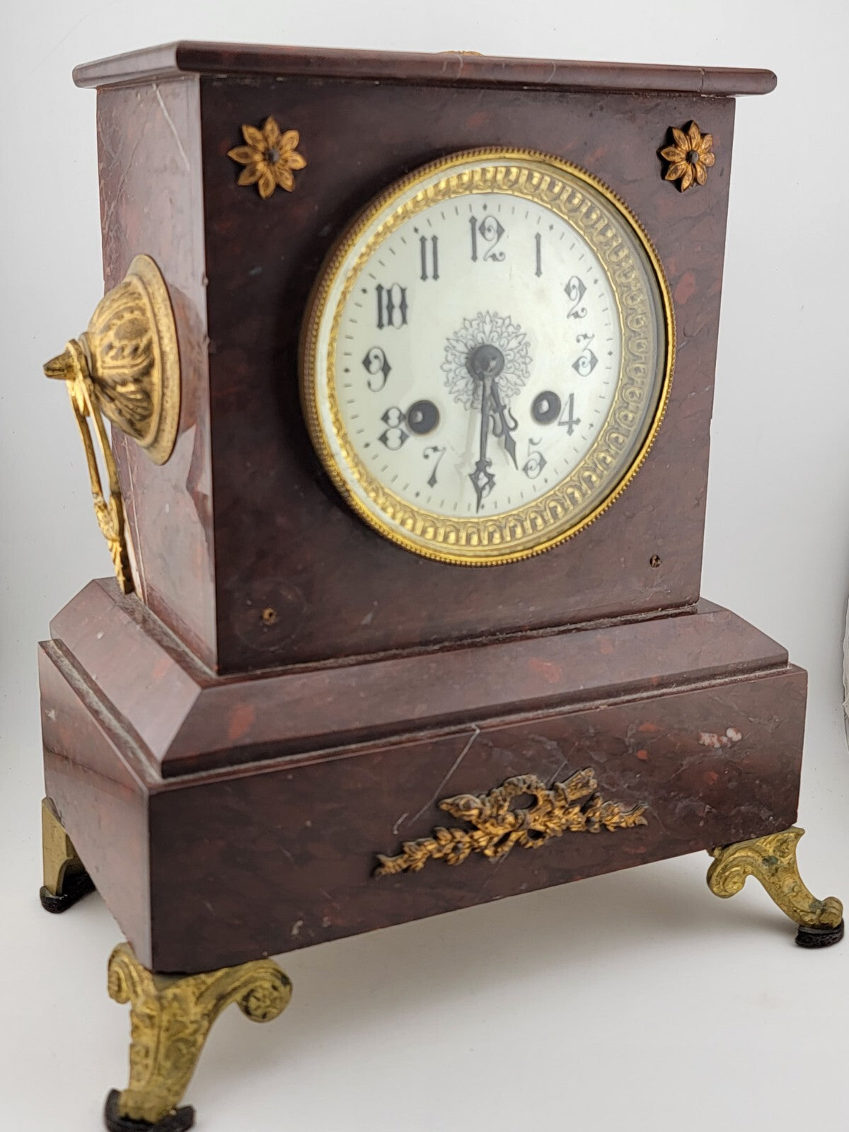 Rare Antique Medaille D'or Heavy Marble Mantle Clock Dated 1900. Working.