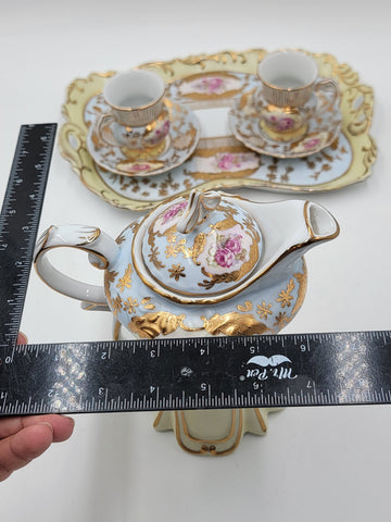 Stunning Antique Royal Vienna Ceramic Tea Service for 2 Hand Painted.