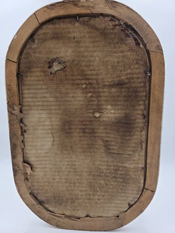 Antique Victorian Convex Bubble Glass Gentlemen Portrait in Gilt Oval Frame