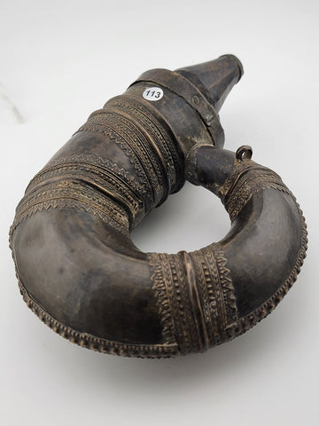 Antique Rare 19th C Round Shape Powder Flask Rare Collectible Ottoman Islamic