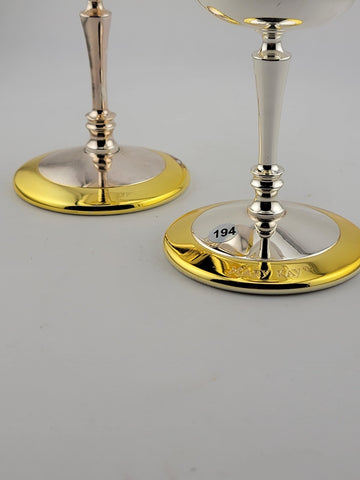 2 Collectible Mary Kay Gold & Silver Metal Goblet Cup Glasses Drinking Good Cond
