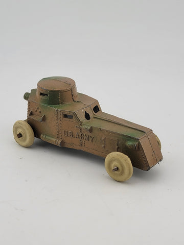 Antique 1930's Tootsie Toy US Army Armored Car Black Wheel WWI Military USA
