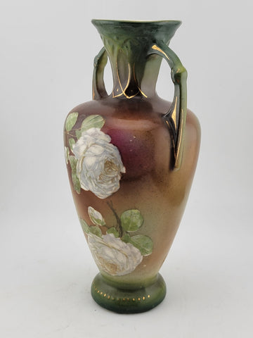 Antique ROBERT HANKE RH AUSTRIA Royal Wettina Floral PORCELAIN PORTRAIT VASE.