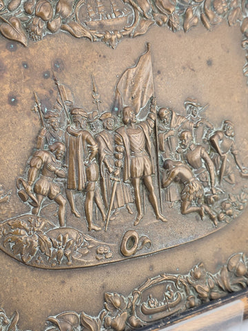 The Landing of Columbus Union Case-1856 Engraving cast as Bronze Plaque 1892-93