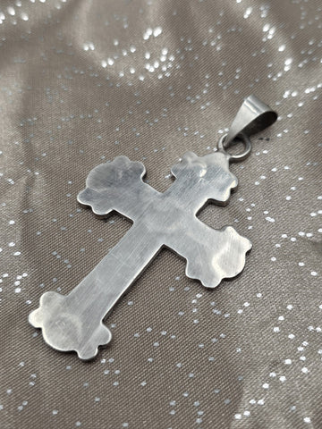 Vintage Mexico 925 Sterling Silver Ornate Cross Pendant Religious Jewelry 12.3g