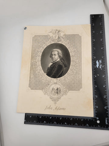 Original Antique 1860 John Adams. Engraving by J. Stephenson after J.S. Copley