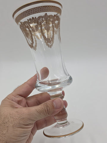 Set Of 8 Neiman Marcus Arte Italica Medici 24K Gold Glasses Goblets. 8 In Tall.