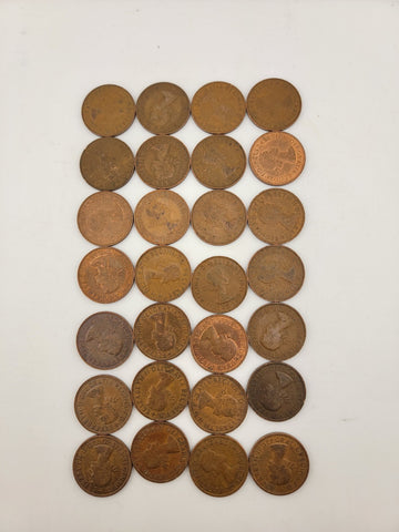 Lot Of 28 Queen Elizabeth II 1954-69 Great Britain Half Penny UK 1/2 Pence Coin