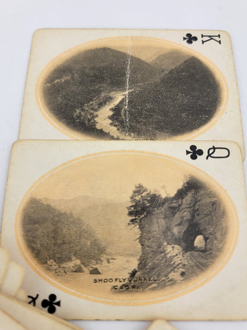Rare Antique 1930's C & O- F.F.V. Railroad Via Washington Playing Cards-Complete