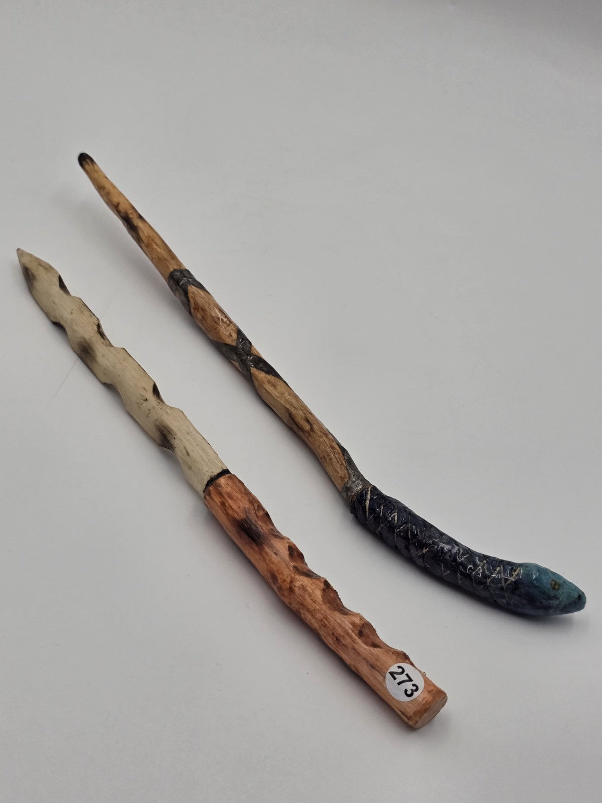 Set Of 2 Rare One Of A Kind Handmade Wooden Magic Wand Fantasy Staff Cosplay.