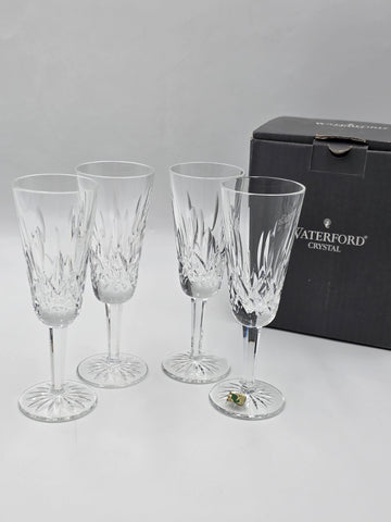 Waterford Crystal Lismore Champagne Flutes Set of 4 Ireland w/ Original Box. New