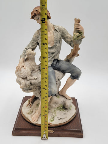 Giuseppe Armani Sculpure Capodimonte 1982 Florence Shepherd with Sheep 13 in