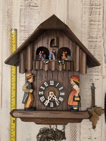 Vtg German Cuckoo Clock Regula 25 Thorens Edelweiss Music Dancing Figures. Read.