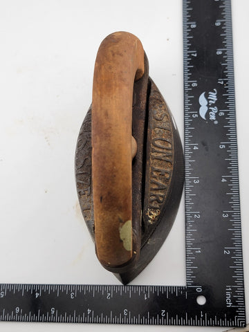 Rare Antique Mrs. Potts No. 1 Sad Iron with Removable Wood Handle. Complete.