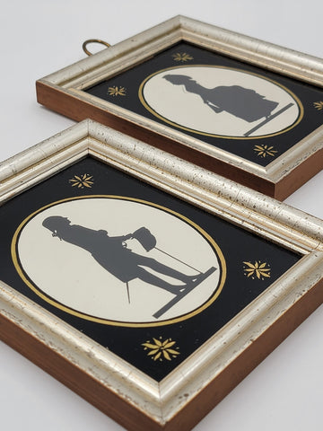 Rare Antique 1930 Pair Of Borghese Framed Silhouette George & Martha  Washington