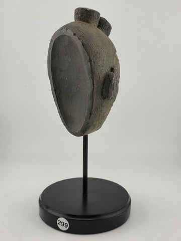 Vintage African Lwena Style Mask Angola Carved Wood Sculpture Tribal Art Stand