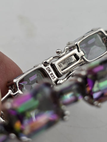 Mystic Topaz Rainbow Tennis Bracelet & Matching Ring. Sterling Silver 925.