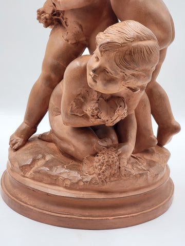 French Terracotta Group of Cherubs After Clodion Bacchanal (1738–1814). 19 Inch.