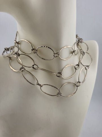 Robert Lee Morris RLM Studio Sterling Silver Oval Chain Link Necklace 36" Long.