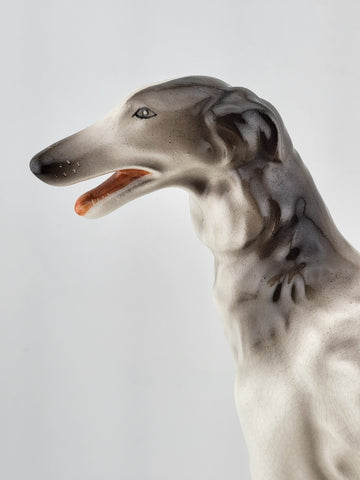 Rare Antique Original German porcelain Borzoi dog figurine 1928. by R. Steiner