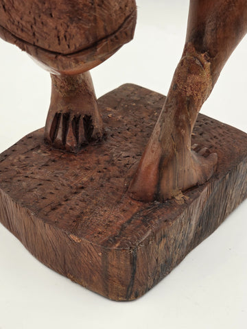 Rare Vintage African Yoruba Style Hand Carved Wood Drummer Figure 22" Tribal Art