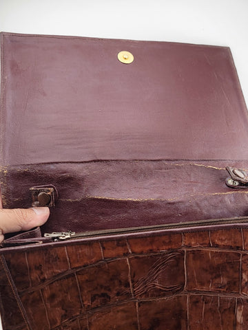 Antique Fabulous Caramel 1940's-50's Genuine Hornback Alligator Purse.