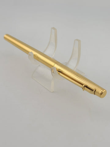 Caran d’Ache Gold Plated Fountain Pen, 14K-585 M Nib Guilloché Pattern Near Mint