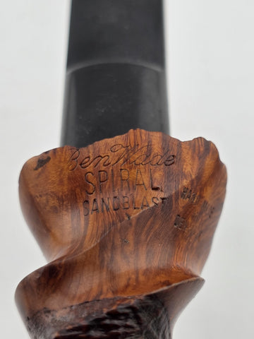 Vintage Ben Wade Spiral Partially Sandblasted Bent Dublin Tobacco Pipe. Denmark.